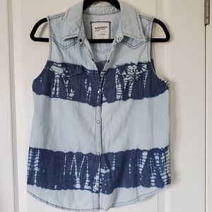 ARIZONA JEANS Tie Dye Denim Shirt Sz. L